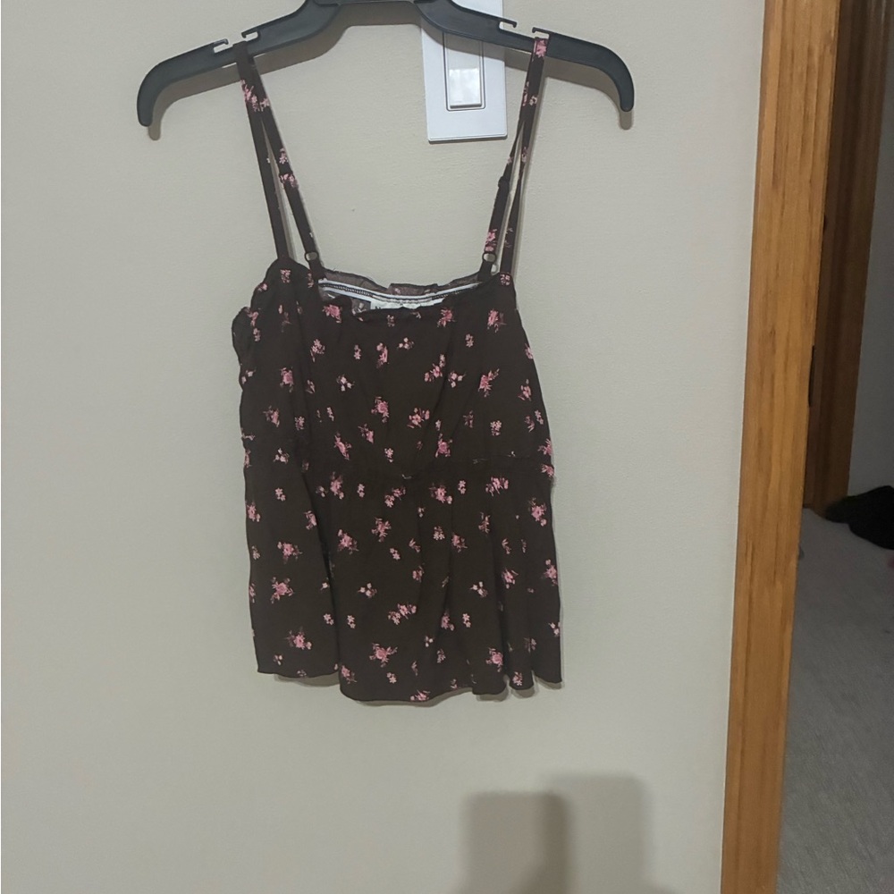 Floral Brown Women's Top size M - Picture 4 of 4